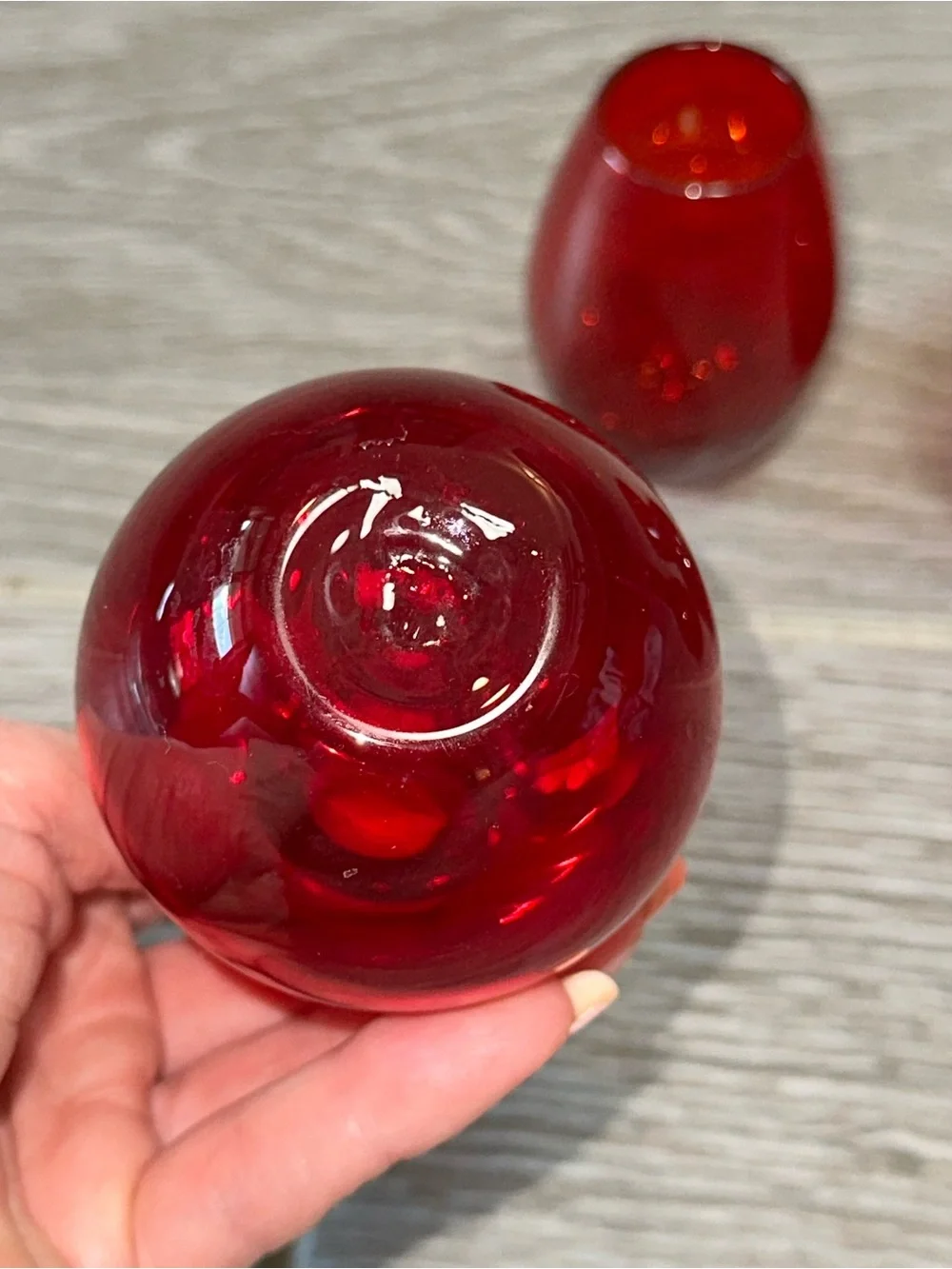 Crate & Barrel Ruby Red Bud Vases Mouth Blown Glass Set Of 4 Miniature Floral